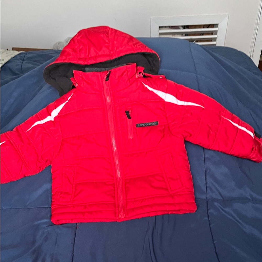 Slightly used London Fog Kids Puffer Jacket in Bright Red.
